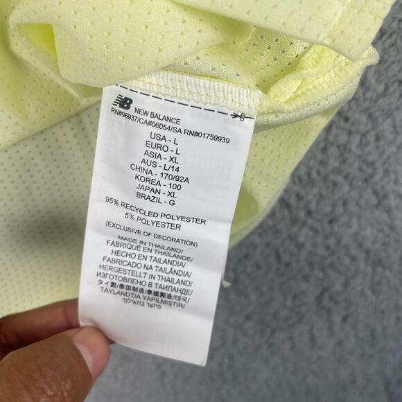 New Balance Women's Large Lime Yellow Polyester Athletic Short Sleeved Tee - Picture 6 of 10